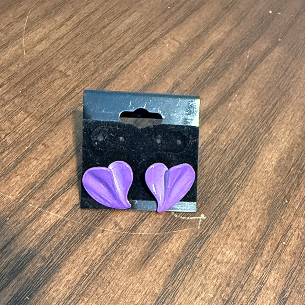 Vibrant Purple Heart Earrings